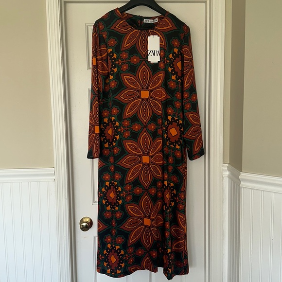 Zara Dresses & Skirts - Zara Patterned Silk Dress Sz XL New with Tags